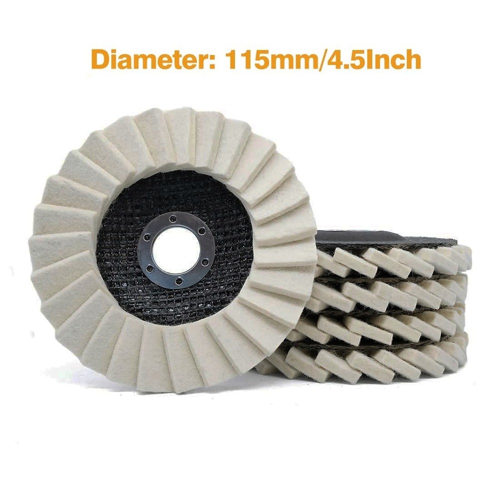5pcs 4.5/5" Wool Polishing Wheels Buffer Pads Flap Felt Polishing Finishing Disc