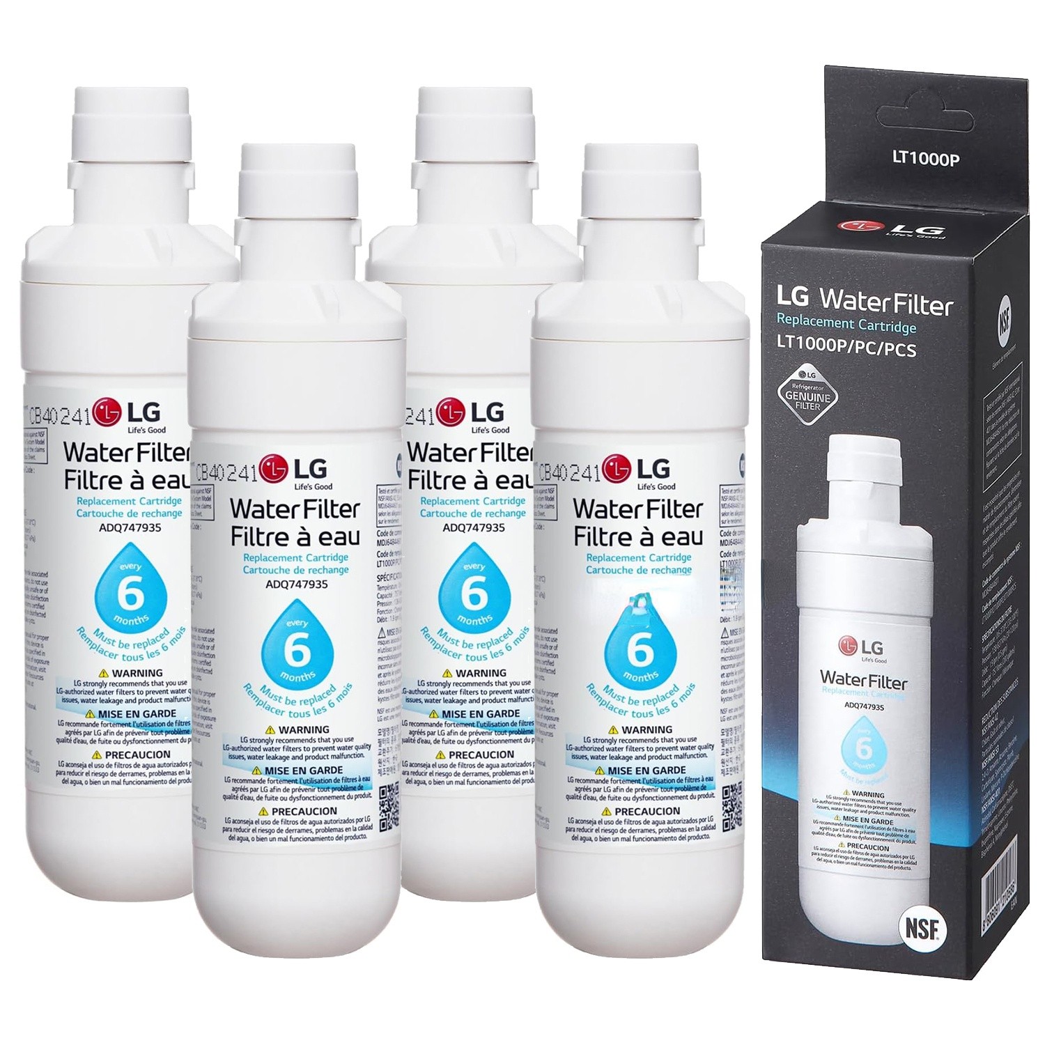 4 PACK Refresh Refrigerator Ice Water Filter For LG LT1000P ADQ747935 Brand New gallery