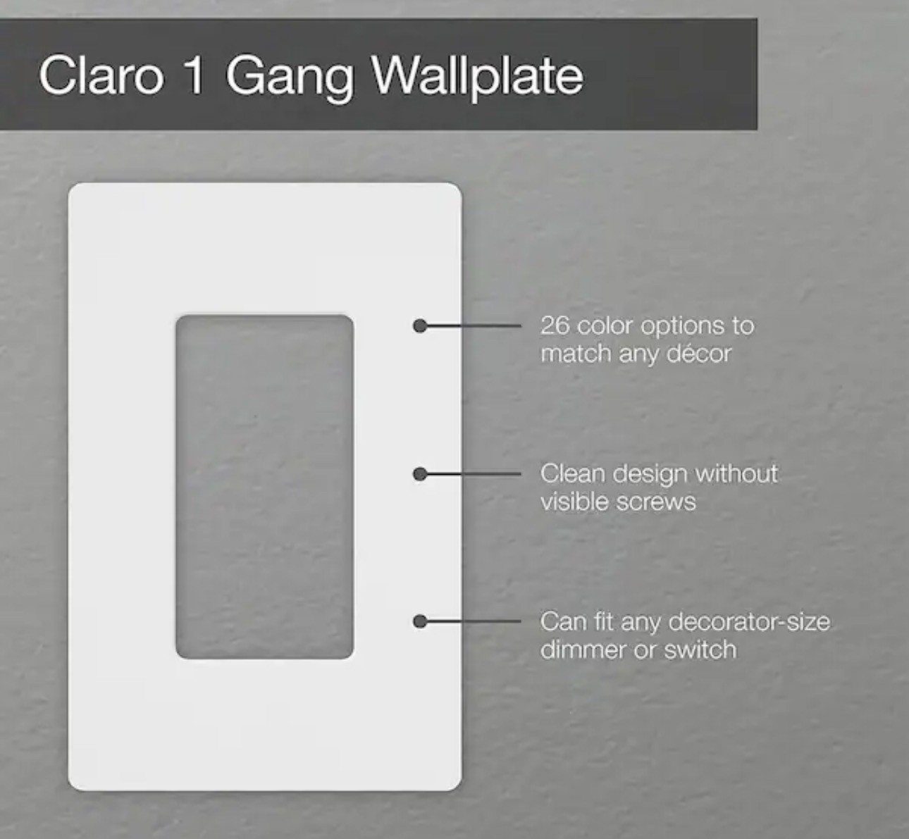 Lutron/Claro CW-1-WH - Single Gang Wall Plate - 1 Pack *No Visible Screws* gallery