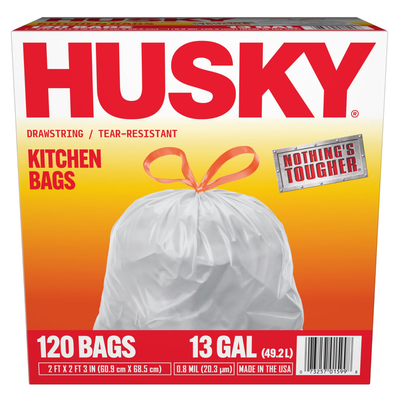 Husky 13 Gallon Tall Kitchen Drawstring Trash Bags 120 Count Heavy Duty Leak Res gallery