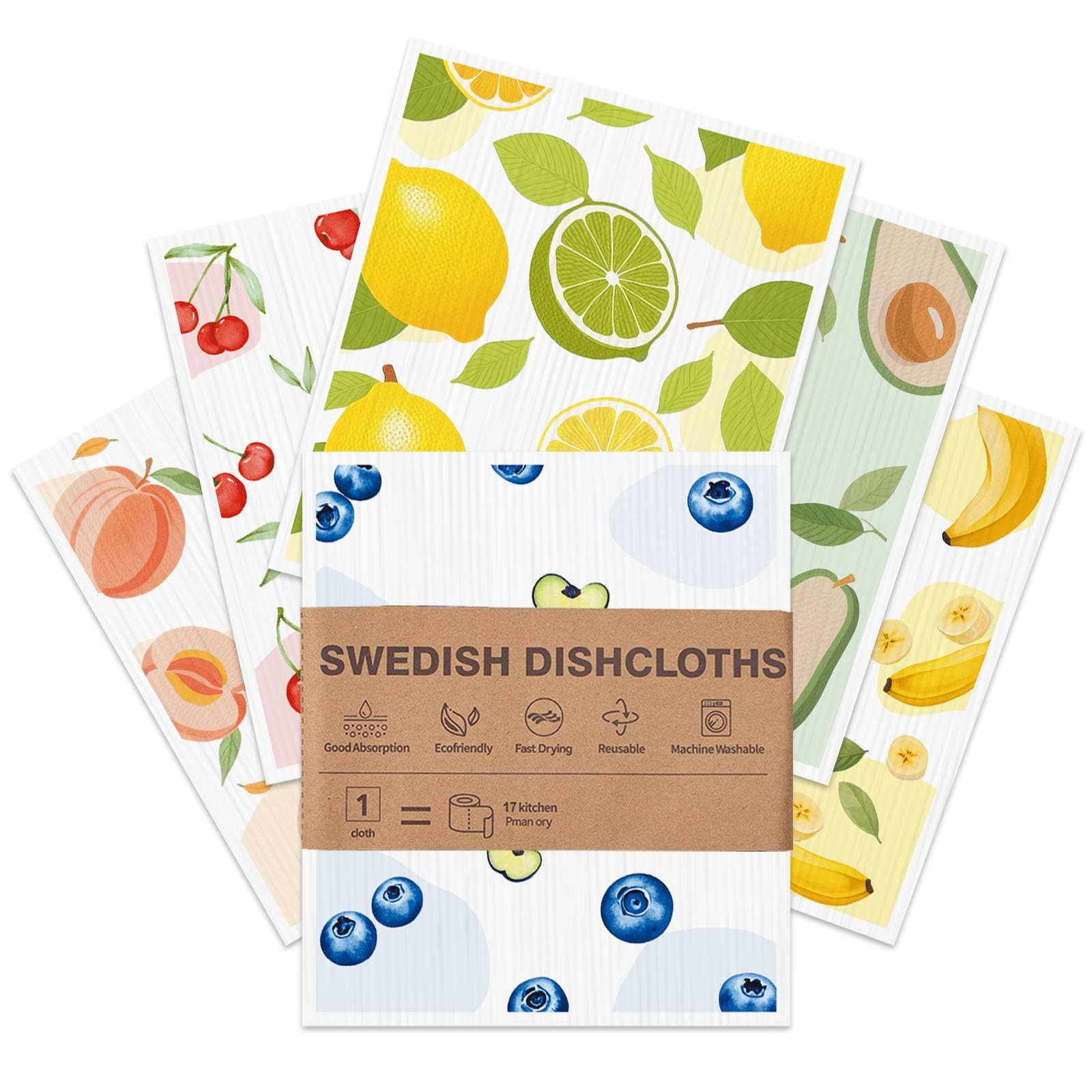 Swedish Dishcloths for Kitchen, 6 Pack, Reusable Paper Towels Washable,Super Abs gallery