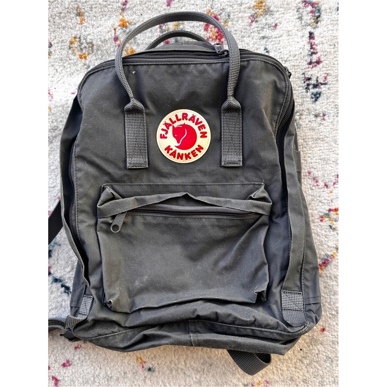 Mini Fjallraven Kånken Backpack - Gray with Red Logo 4