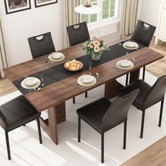70 INCH Dining Table for 4 6 People Modern Wooden Dining Table W/Thickened