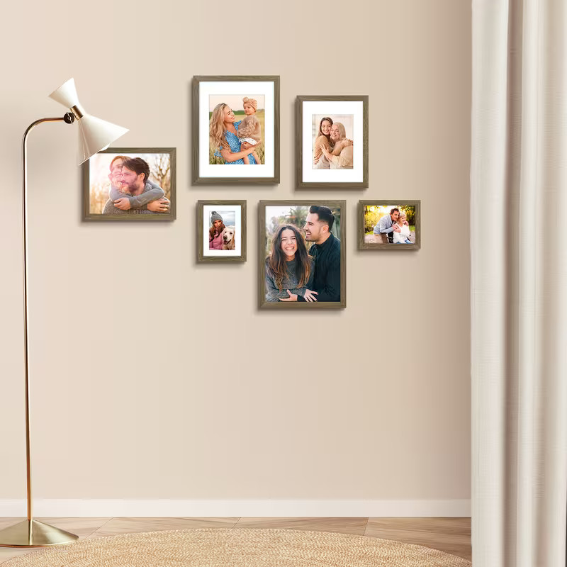 6 Pack Picture Frames Set Engineered Wood Gallery Wall Frame Set with Plexiglass gallery
