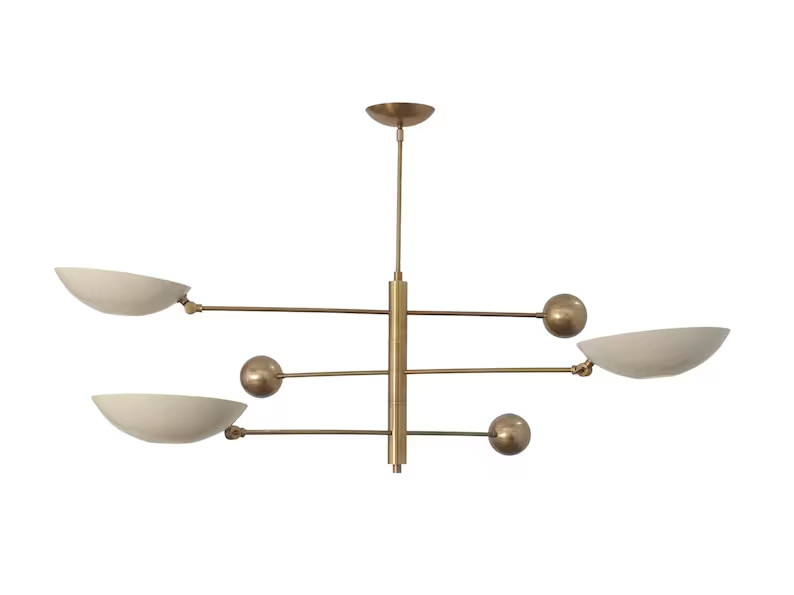 3 Light Pendant Mid Century Modern Raw Brass Sputnik chandelier light Fixture gallery