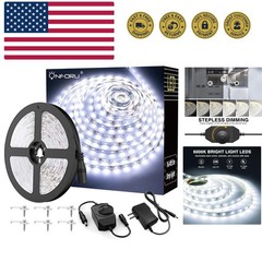 LED Light Strip,16.4ft Dimmable LED Tape Light, 6000K Daylight White Strip Li…