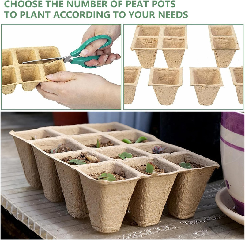 120 Cells Seed Starter Tray, 10 Pack Biodegradable Peat Pots with 100 Labels, Pl gallery