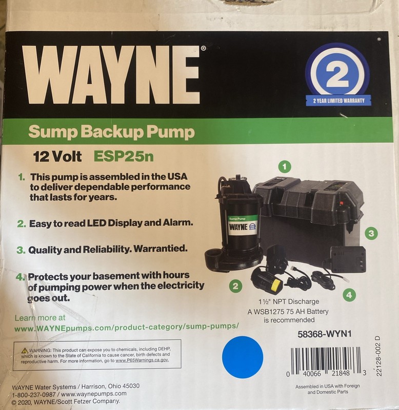 Wayne Emergency Backup Sump Pump ESP25N Wayne ESP25N 040066218483 Thermoplastic gallery