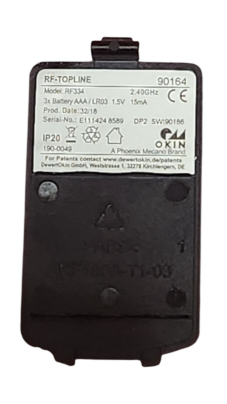 Mattress Firm Adjustable Bed Remote RF334 90164 OKIN RF Topline Head Foot gallery