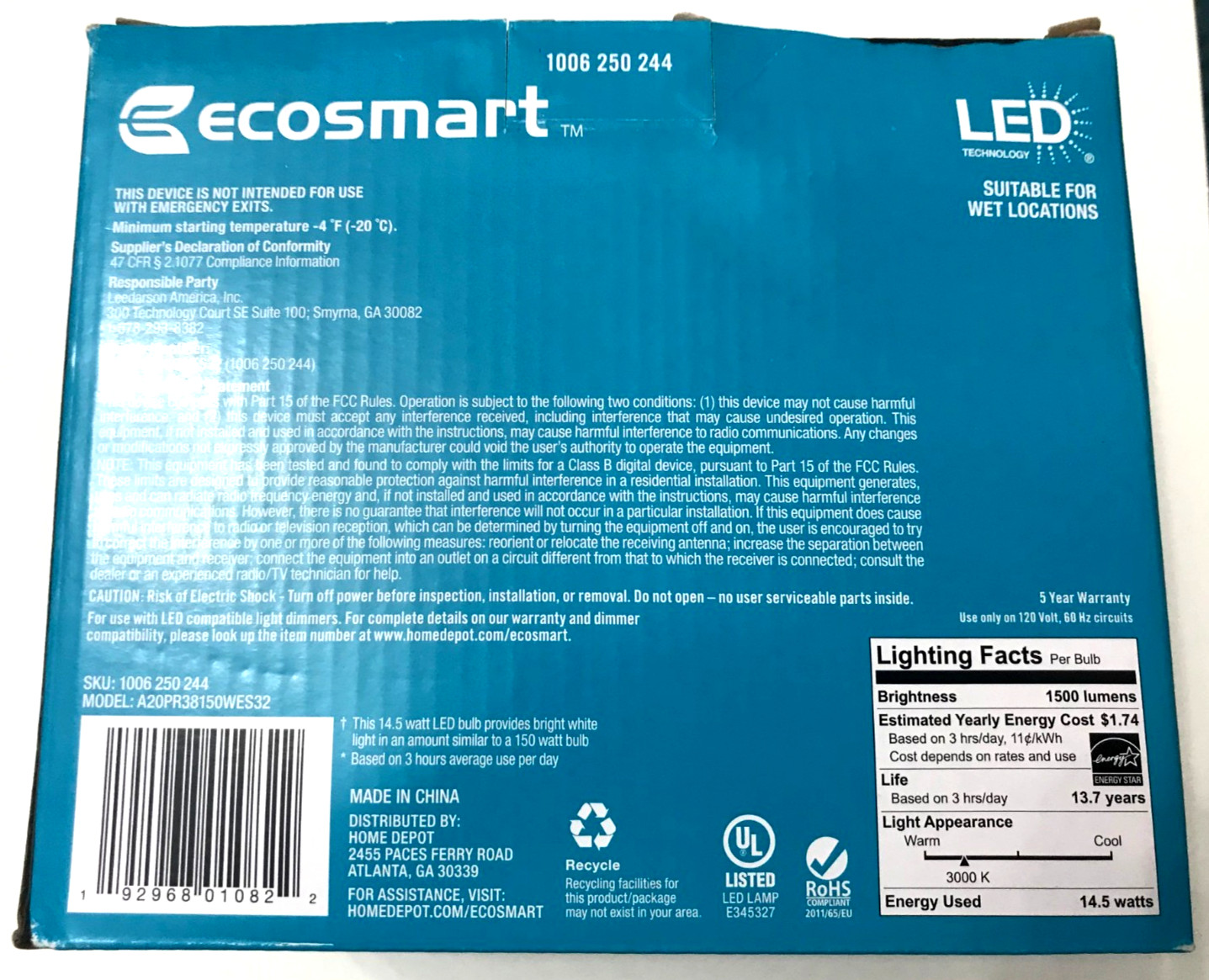 ECOSMART 150-Watt PAR38 8 Dimmable Flood LED Light Bulb Bright White (2-PACK ) gallery