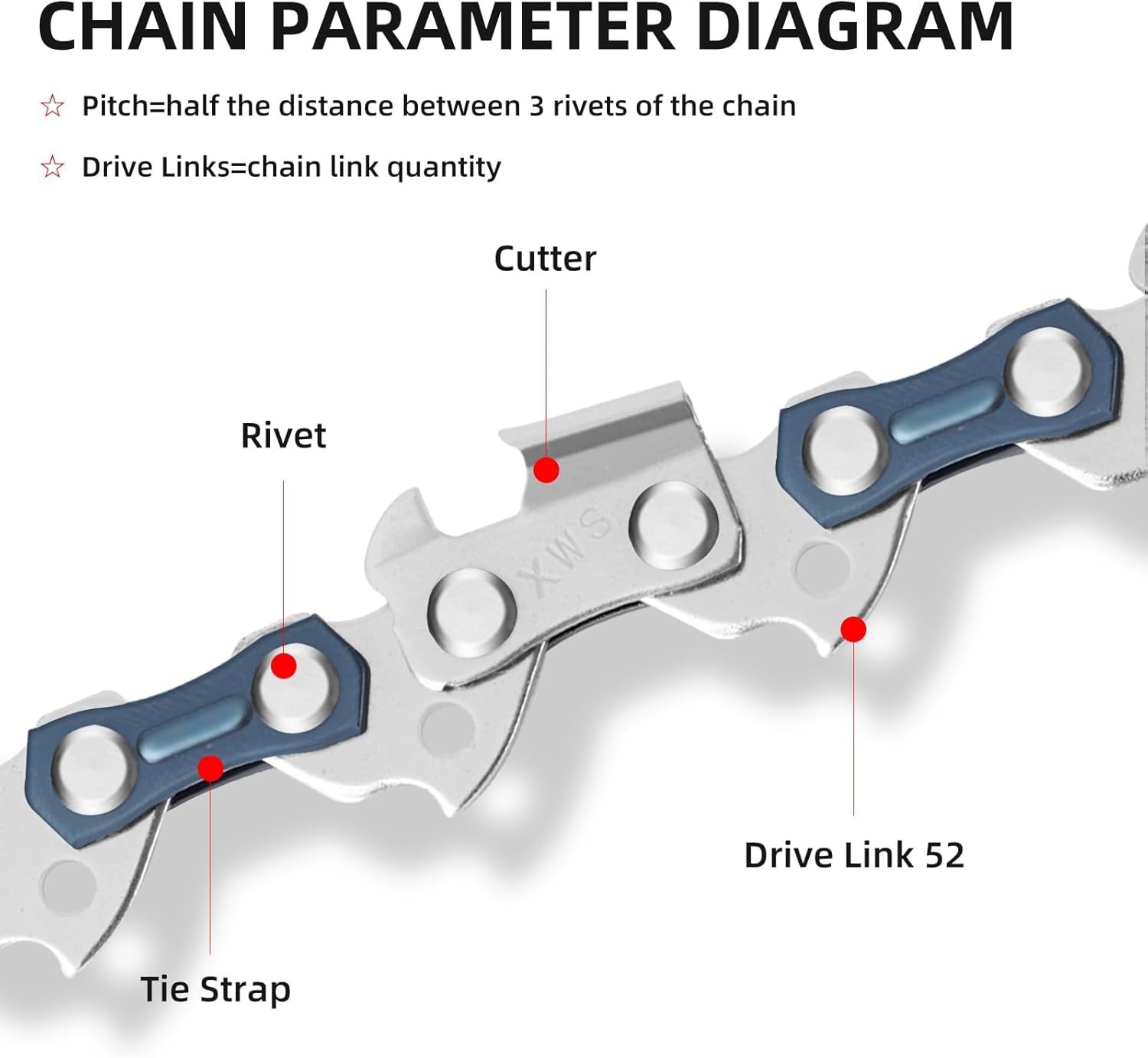 4 Pack 8 Inch Chainsaw Chain 050" Gauge 3/8" LP Pitch 33 Drive Links 8 Inch P... gallery