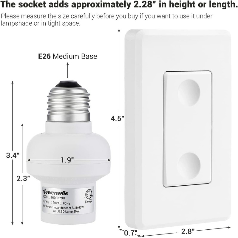 DEWENWILS Remote Control Light Socket Wireless Light Switch for Light Fixtures gallery