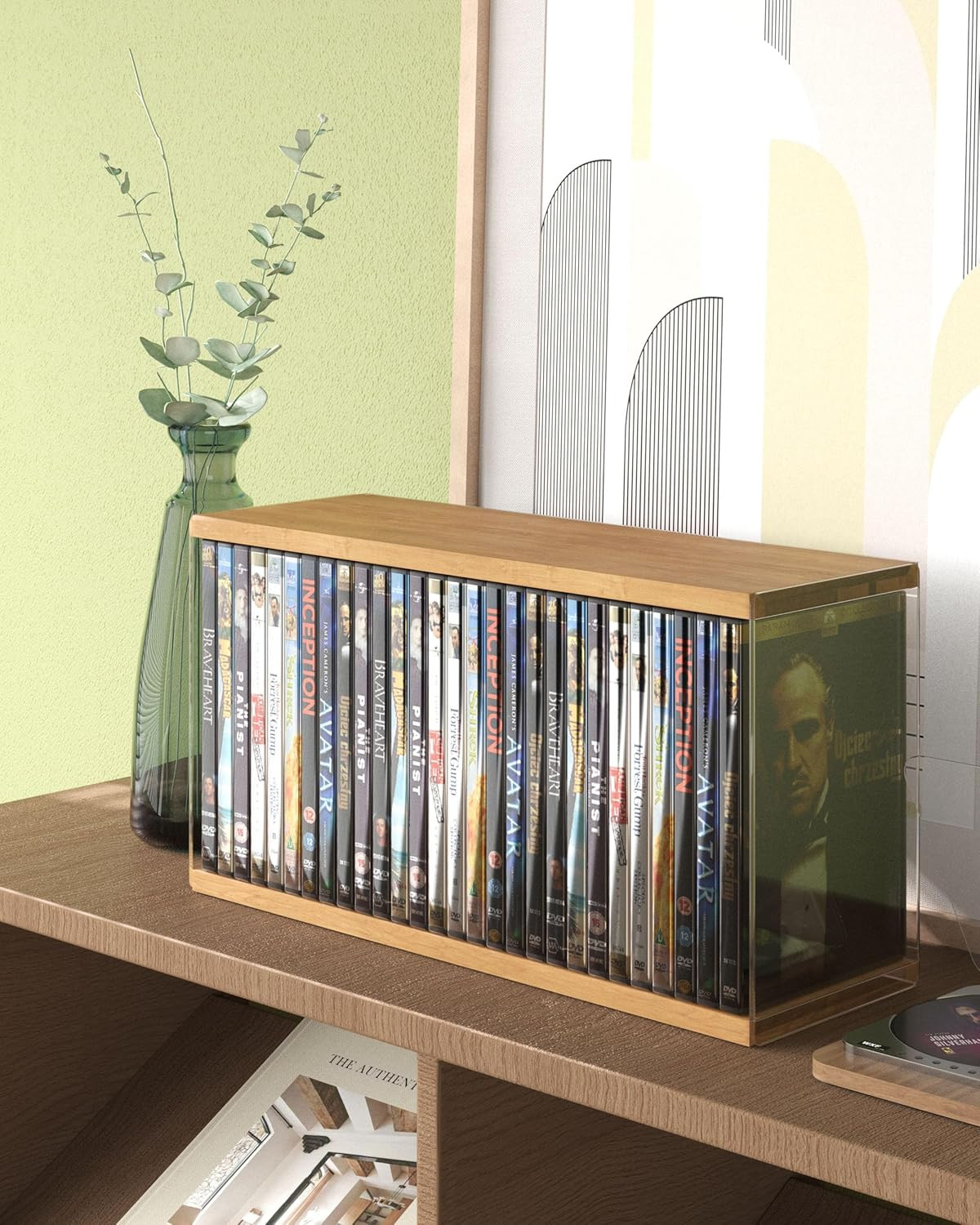 Retro Walnut-Colored MDF DVD Storage, DVD Holder, Video Game Rack, Blu Ray Disc gallery