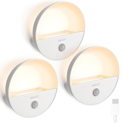 Rechargeable Battery Night Light, Motion Sensor Night Light, 3 Pack warm light