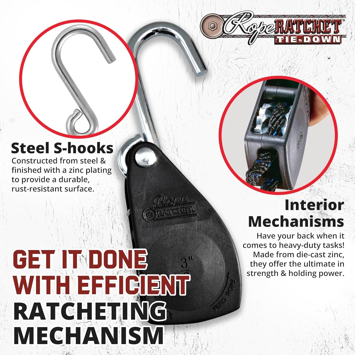 Rope Ratchet 10026 Ratcheting Tie Down Rope Hanger Pulley, 3/8" 250lb Weigh gallery