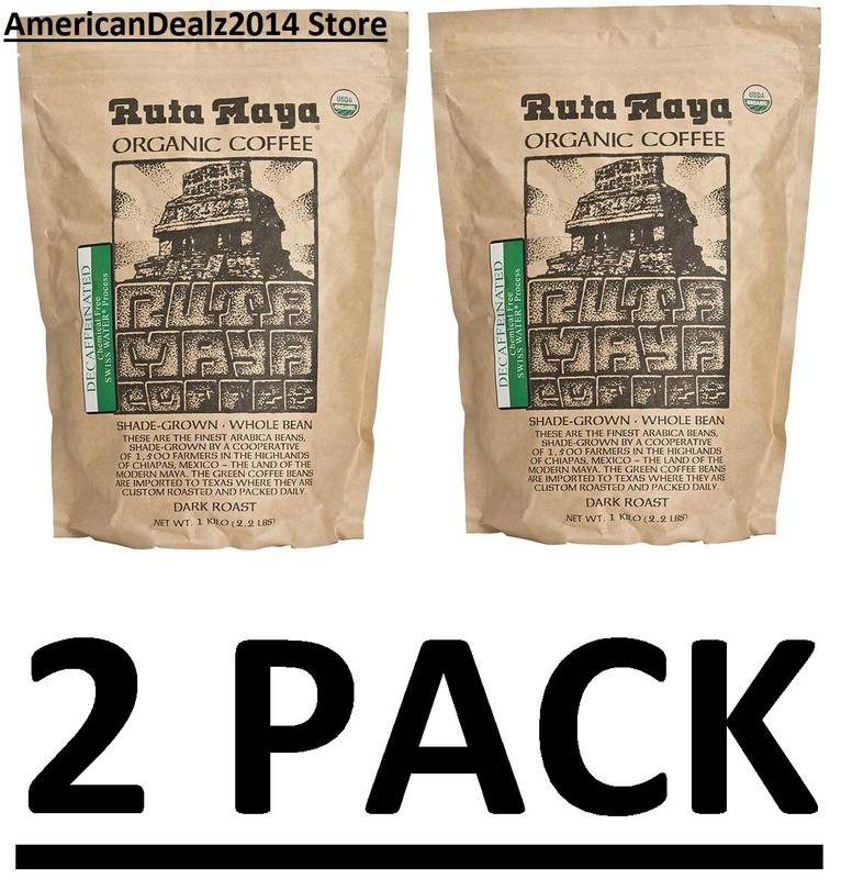 2 PACK - Ruta Maya Decaffeinated Organic Coffee Whole Bean 2.2 lb (Total 4.4 lb) gallery