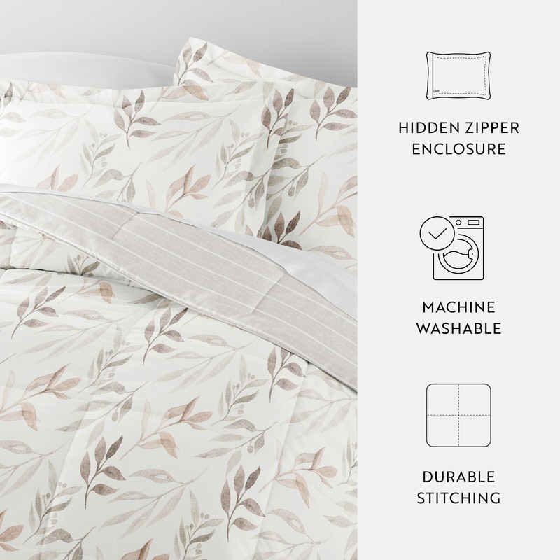 Kaycie Gray Floral Patterned Reversible Comforter Set gallery