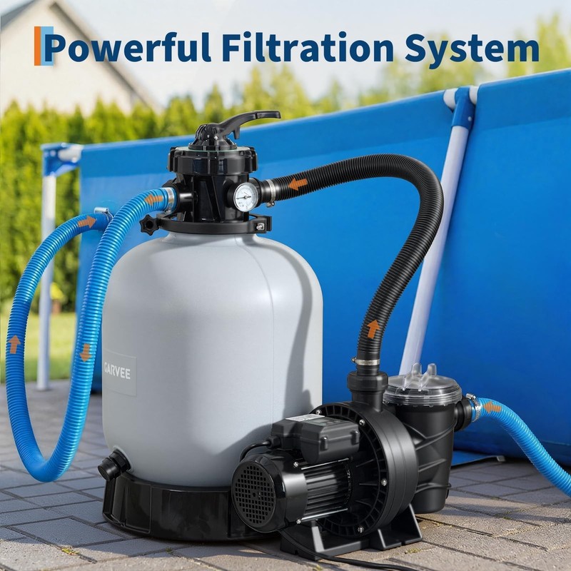  1/3 HP Above Ground Pool Sand Filter Pump System 3,435 GPH High-Flow Pool Pump gallery