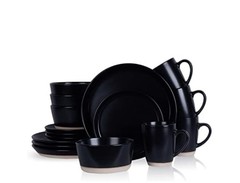 Stone Lain Jules 16Pc Black Dinnerware Set