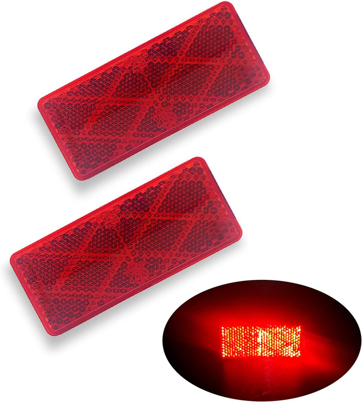 E-Mark DOT 4A CCC 2pcs Rectangle Reflector Self Adhesive Stick on Trailer -(Red) gallery