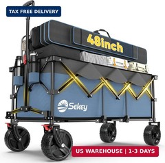 Sekey 48”L Collapsible Foldable Extended Wagon with 660lbs Weight Capacity, Hea