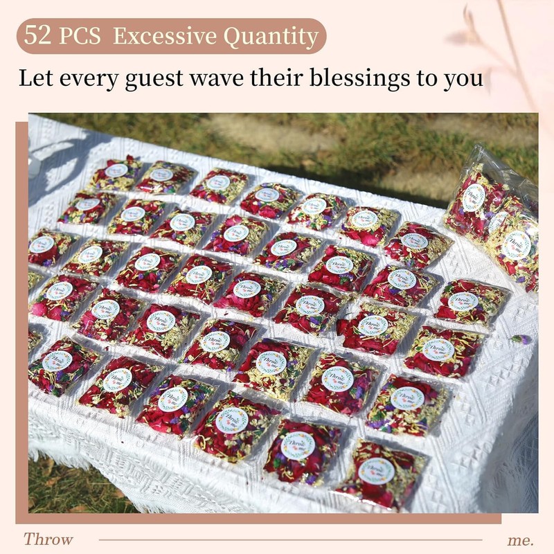 52 Pack Mix Biodegradable Confetti, Real Rose Petals for Weddings Dried Flower gallery