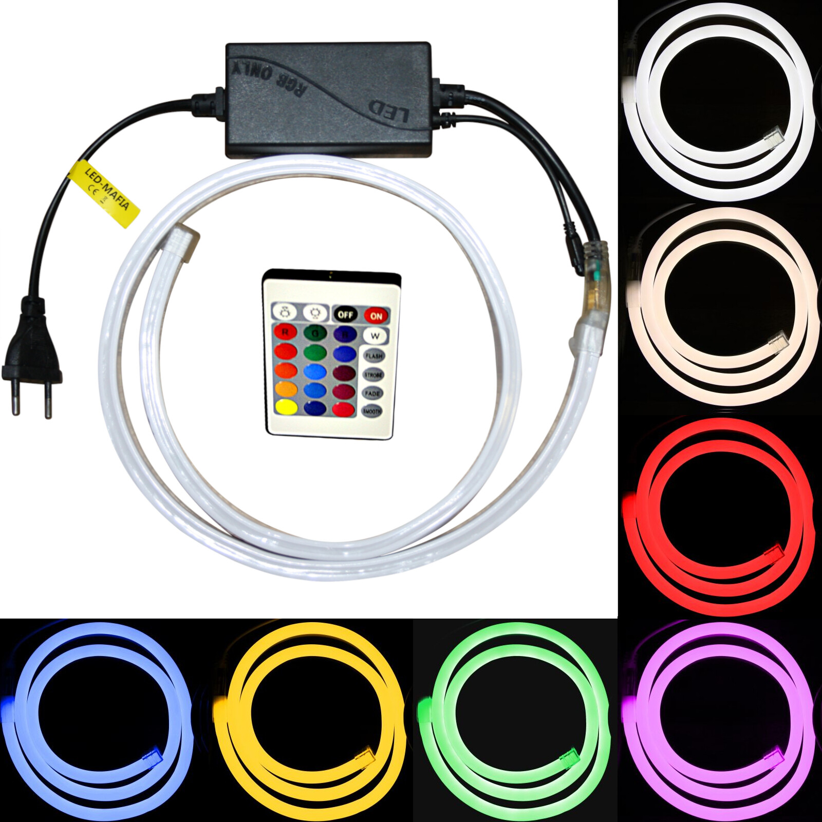 Led Light Strips Neon Stripes Flex RGB Red Blue Green Pink White 1m 2m 3m 5m gallery