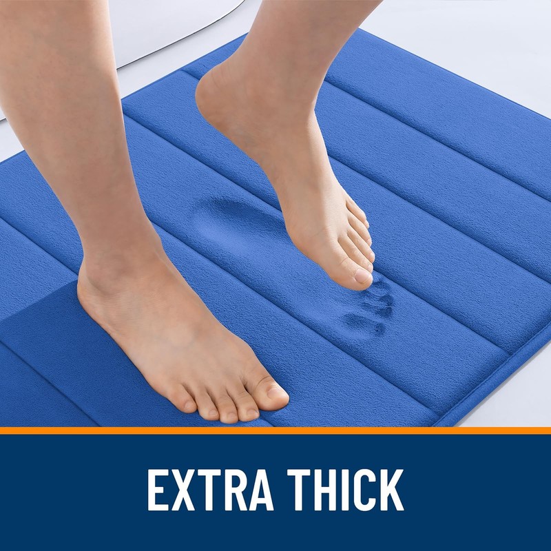 OLANLY Memory Foam Bath Mat 34x21, Super Soft 34" X 21", Deep Navy Blue gallery