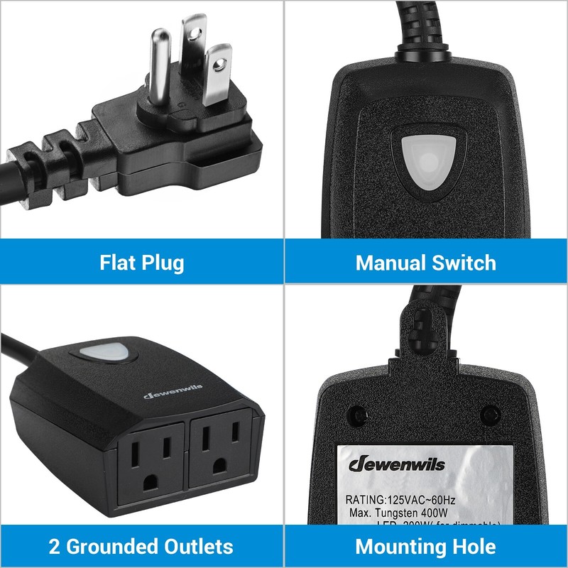 DEWENWILS Remote Control Light Dimmer Switch Plug in Weatherproof Dimmer Black gallery