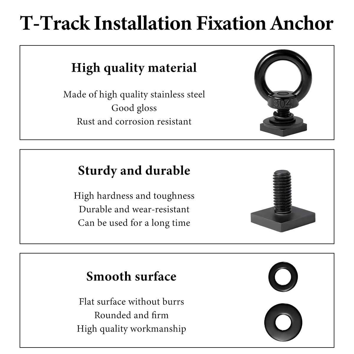 4 PCS T Track Mount Tie Down Anchor for Roof Rack, M8 Sturdy Stainless Steel ... gallery