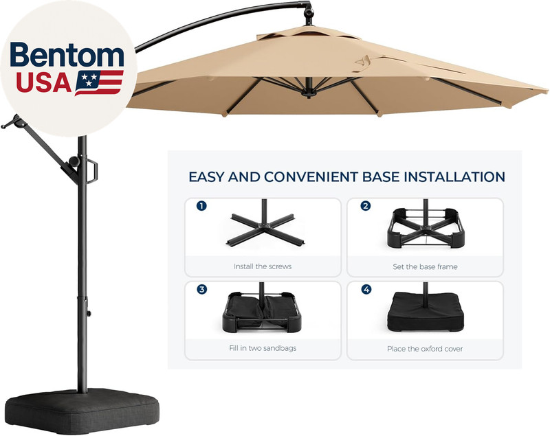 10Ft Offset Patio Umbrella with Base Included, Cantilever Offset Hanging Patio O gallery