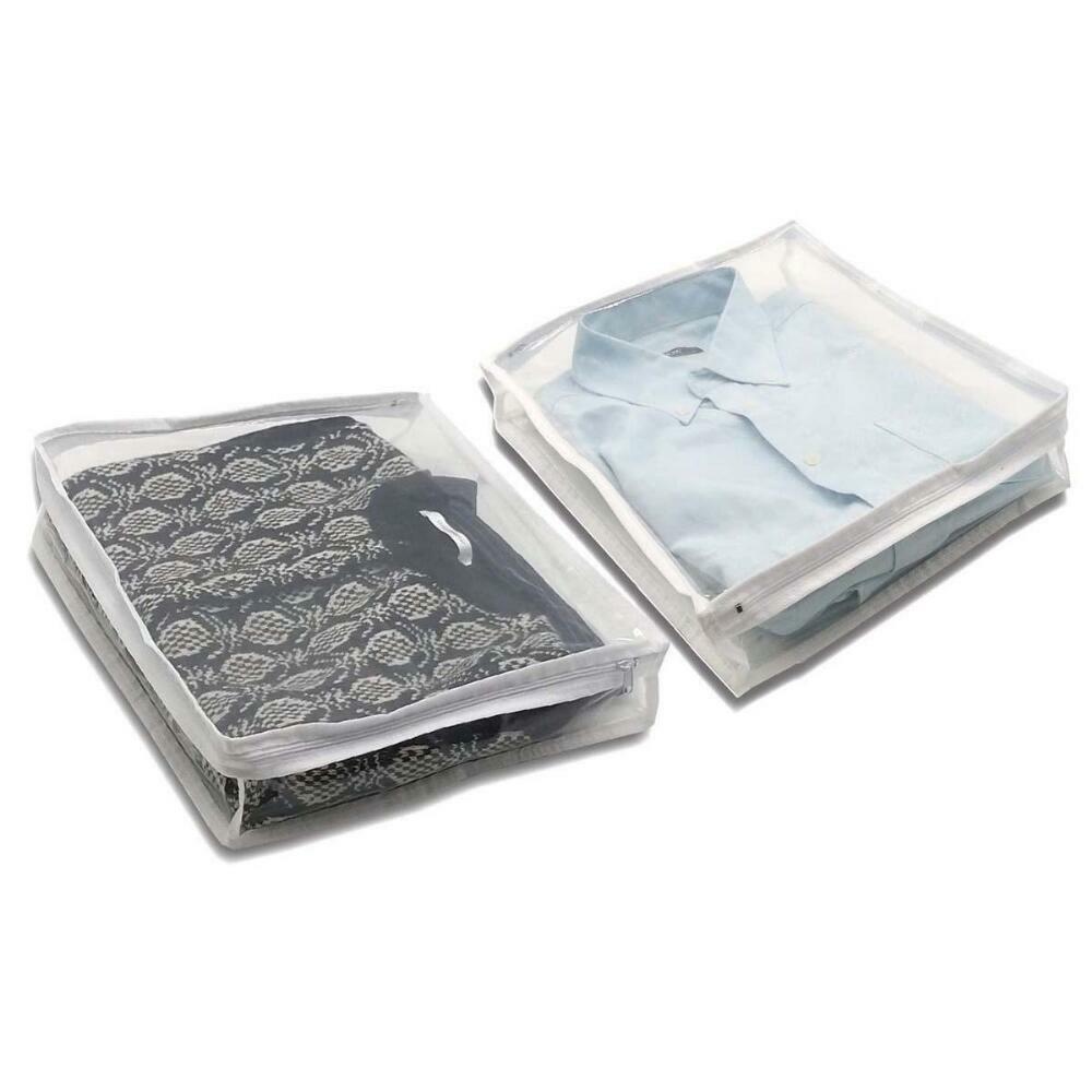 2 Clothes Storage Bags Shirt Sweater Clear with Zipper 12x14x3 gallery