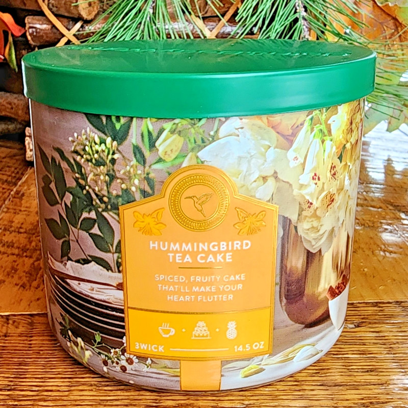 🌱🪺SUMMER ~🥮🐝HUMMINGBIRD TEA CAKE~3 WICK CANDLE~Bath & Body Works~SHIPS FREE! gallery