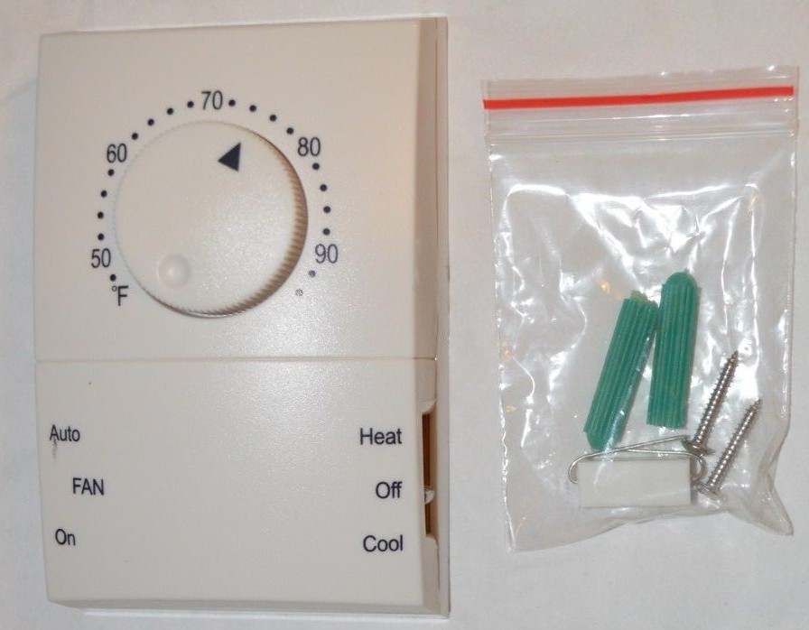 Analog Thermostat - 1 Stage Heating & Cooling - R Y O G - Works with Heat Pump gallery