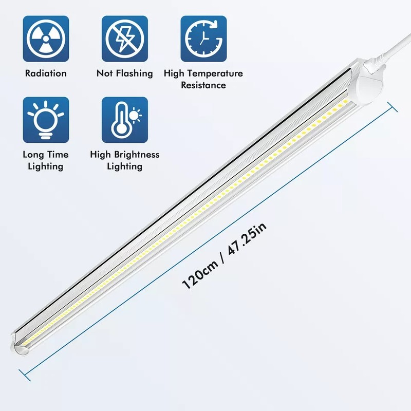 4FT LED Shop Light T8 Linkable Ceiling Tube Fixture 24W Daylight 6000K Clear gallery