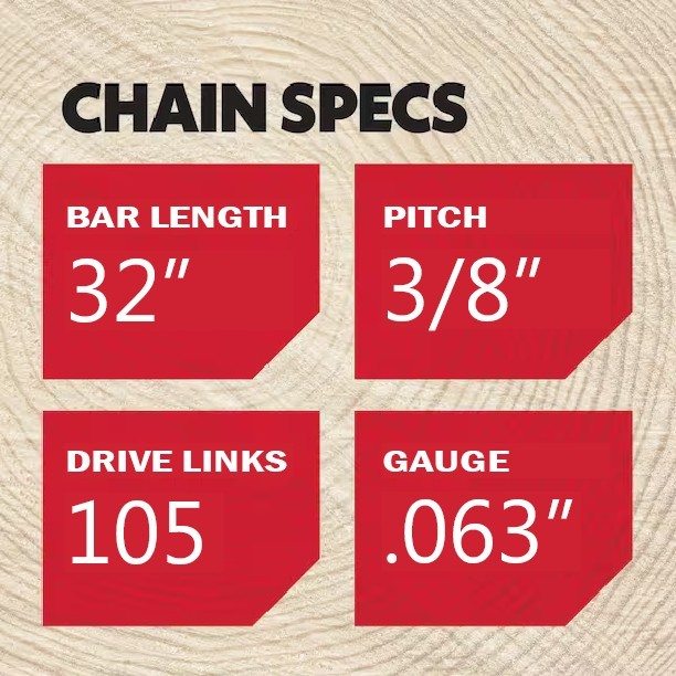 2-pack 32" Chains - Oregon PowerCut 75CJ105G (3/8" Pitch, .063" Gauge, 105 DL) 2 gallery