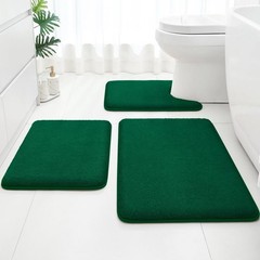 Bathroom Rug Set 3 PCS Thick Memory Foam Dark Green 17×24+20×32+U20x24 Inch