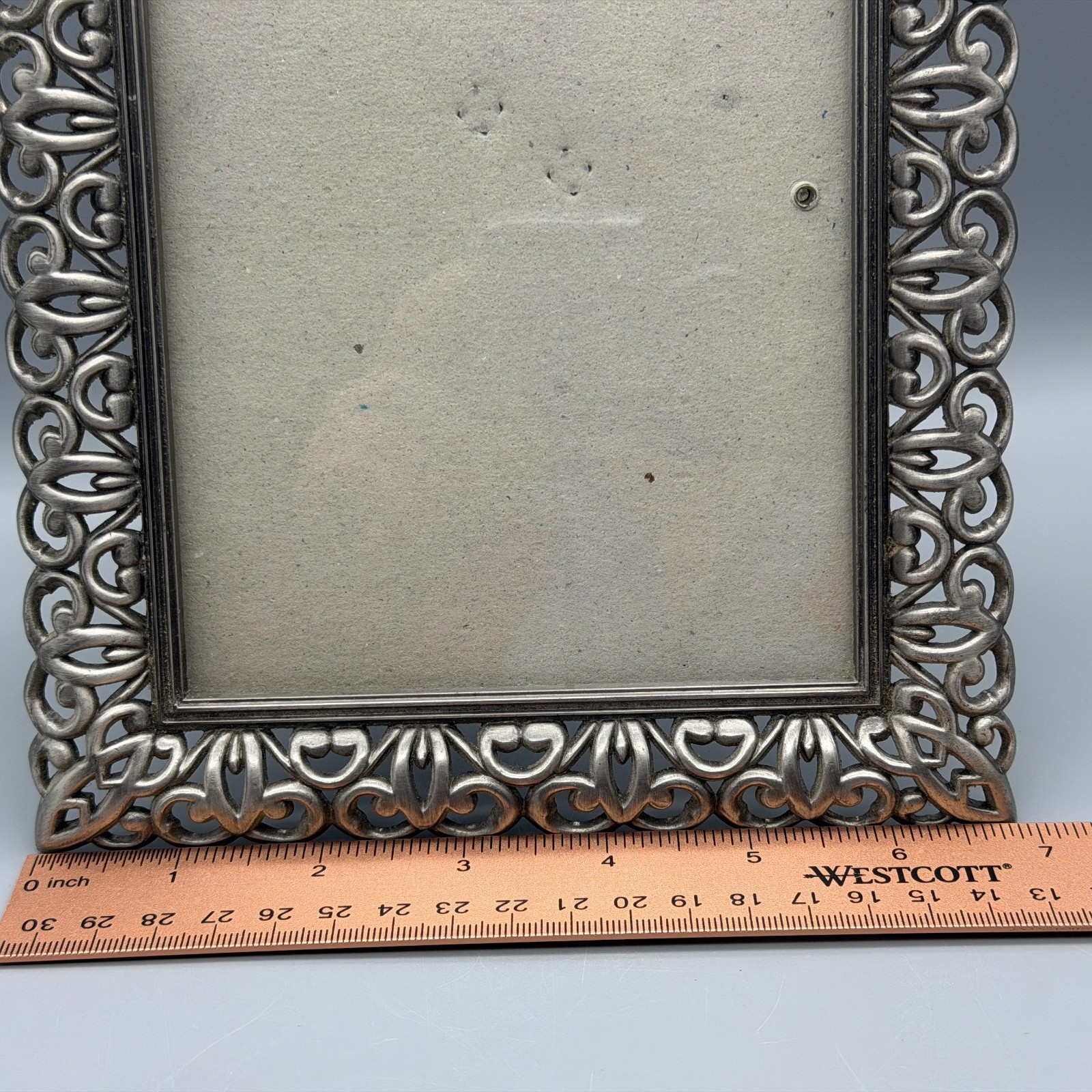 Sixtrees Pewter Picture Frame Ornate 5x7" portrait or landscape stand or hang gallery