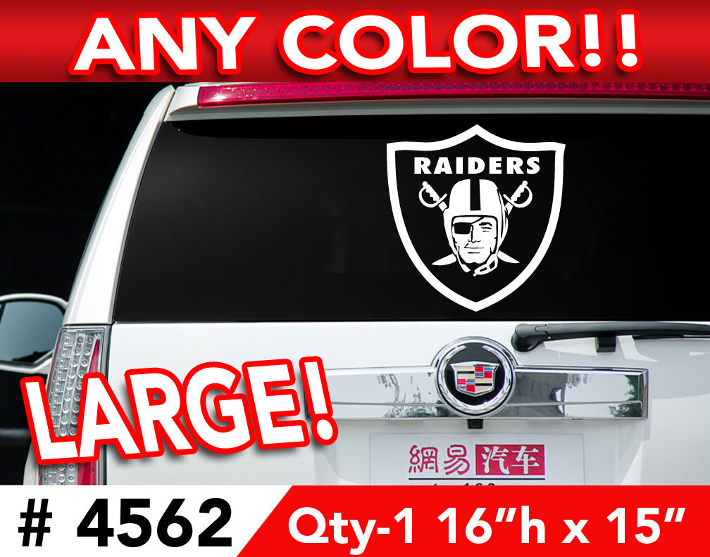 OAKLAND RAIDERS LARGE DECAL STICKER 16"h x 15"w ANY 1 COLOR gallery