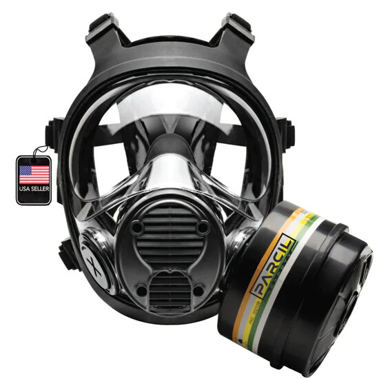 Parcil Safety NB-100 Gas Mask Full Face Respirator w/ 40mm Defense Filter gallery