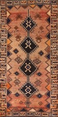 Runner Rug 4×9 ft.Geometric Lori Oriental Handmade Low Pile Wool Dining Room Rug