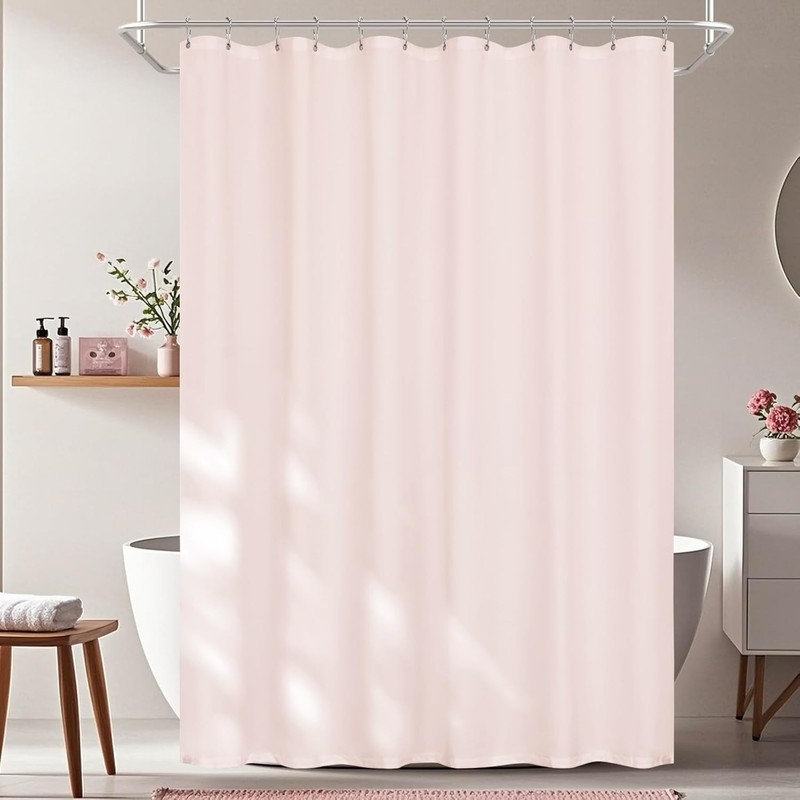 Waterproof Soft Microfiber Shower Curtain TPU Backed Lightweight White Washable gallery
