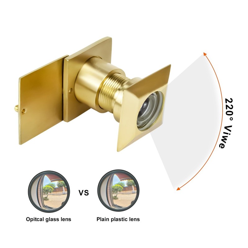 Earl Diamond Solid Brass Square Hd 220 Degree Door Viewer Peephole 28Mm Drill gallery