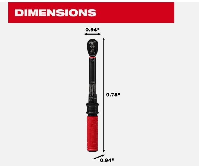 Milwaukee Click Torque Wrench 50–250 inch-pounds force 3/8" Drive 48-22-9201 NEW gallery