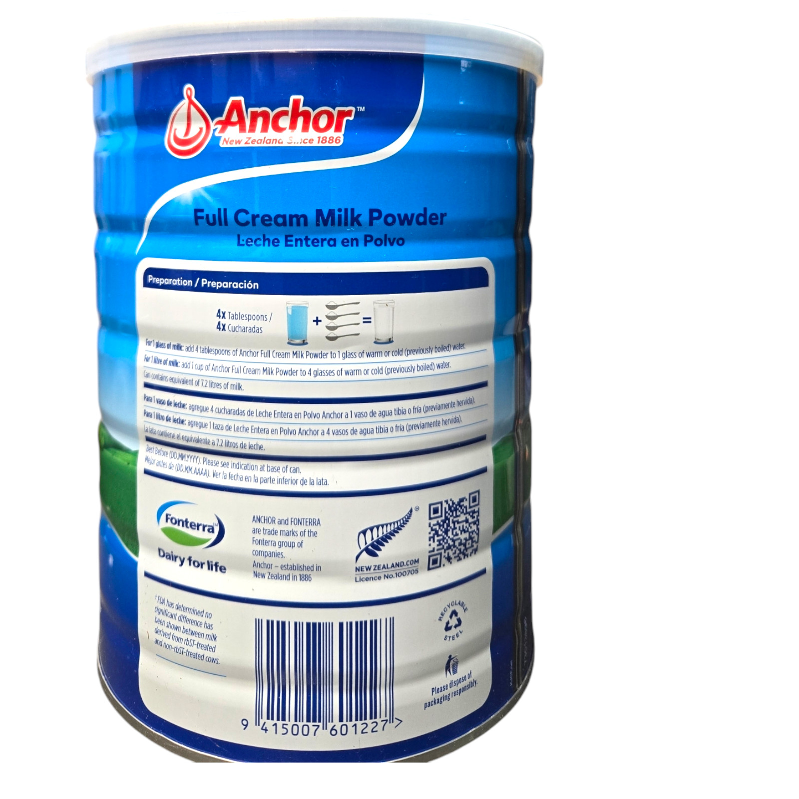 Anchor Full Cream Milk Powder from grass fed cows - 900g - 2-pack Fast Shipping gallery