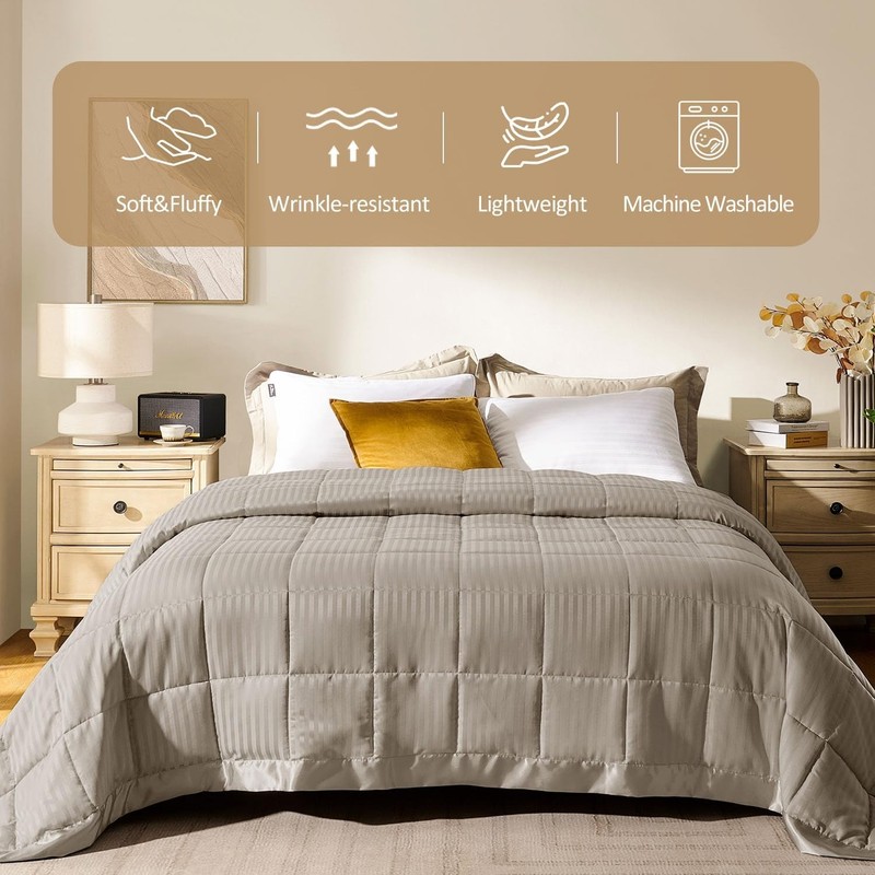 Lightweight King Size Down Alternative Blanket, Satin Trim, All Season, Machine gallery