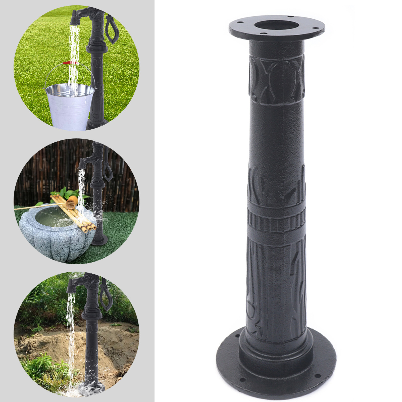 22cm*65cm Pitcher Pump Base Black Cast Iron Hand Pump Stand For Yard Garden gallery