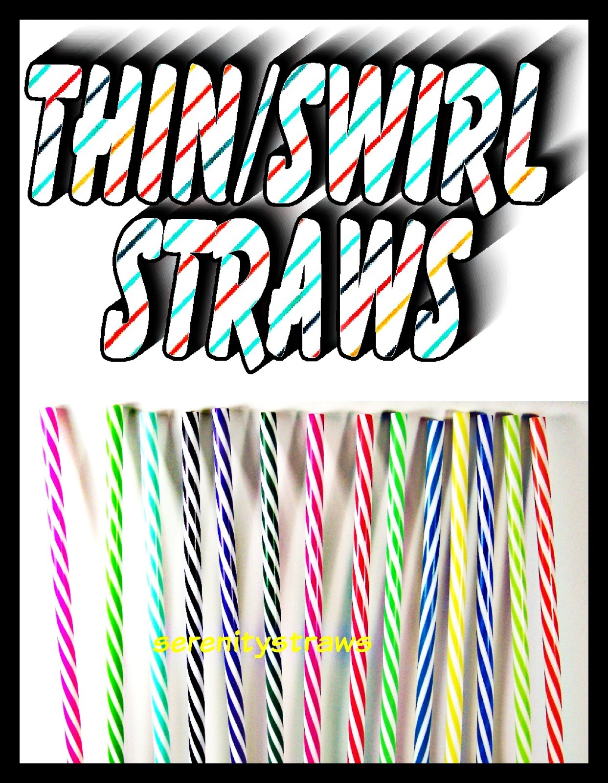 THIN SWIRL Straws, 9", Reusable, with stopper ring, 19 Colors. gallery