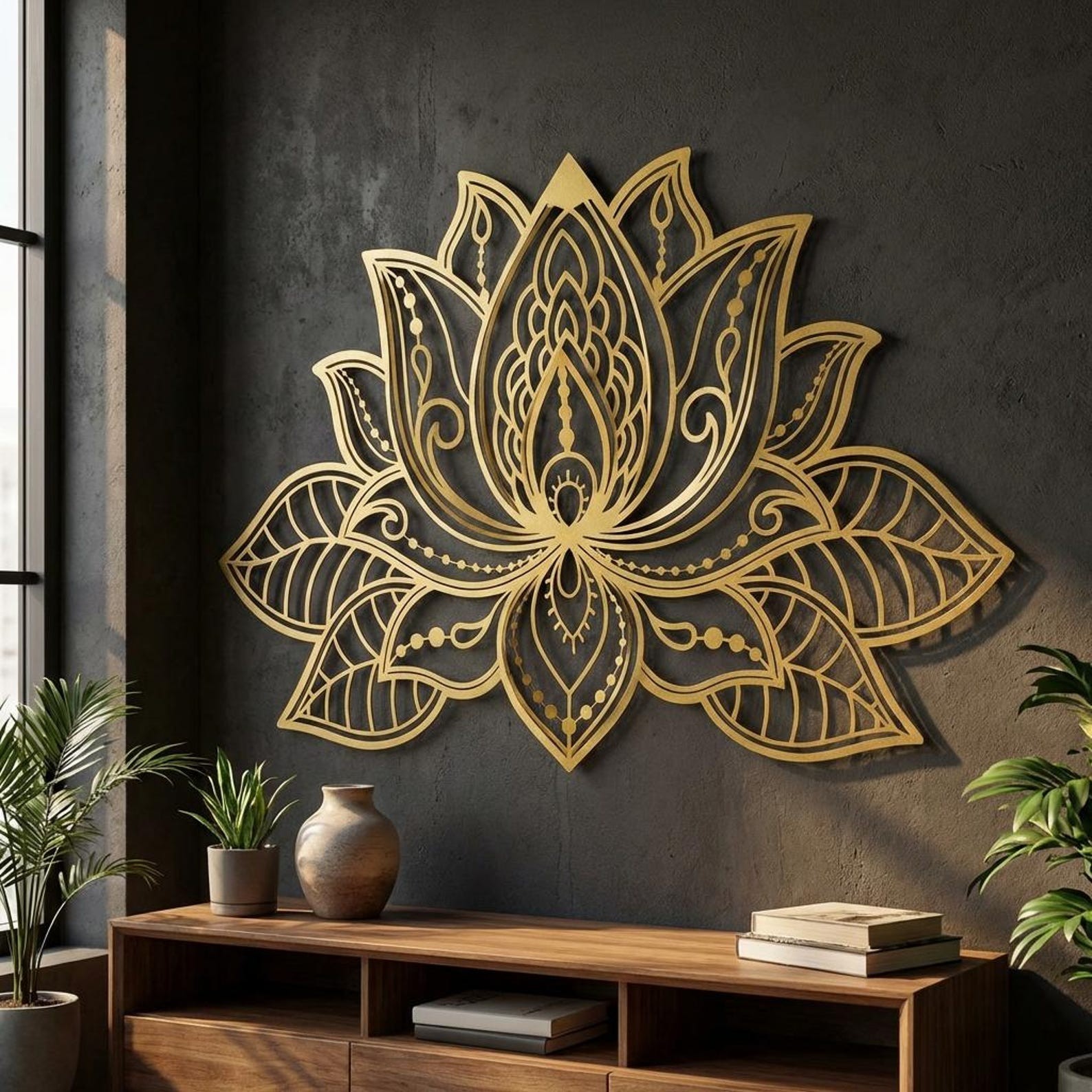3D Large Lotus Design Flower Mandala Wall Art Living Room Decor Designer Gift gallery