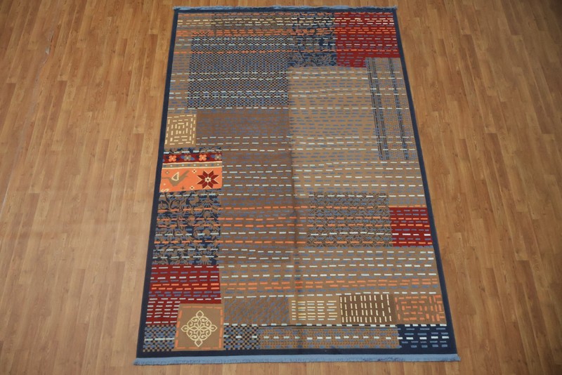 Artisan Patchwork Area Rug 6x9 Ft Geometric Modern Wool Carpet Reproduction Rug gallery